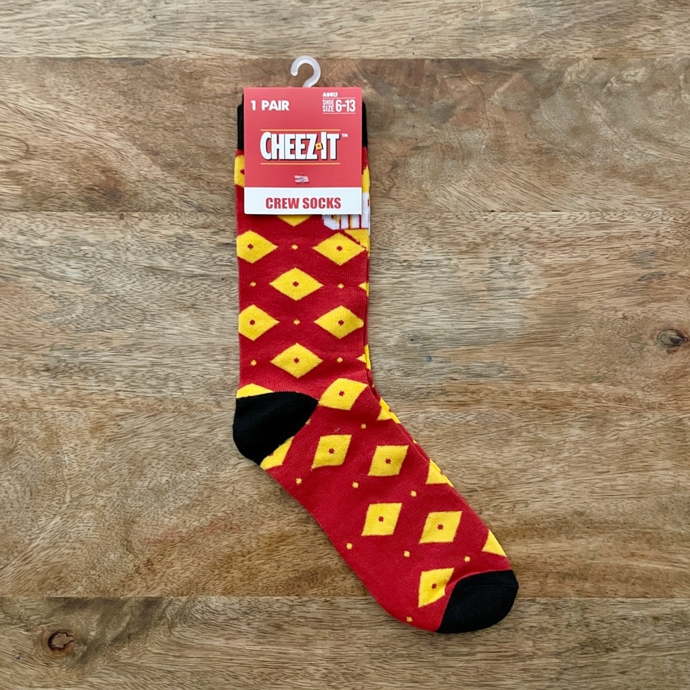 5/$20 NEW Adult Cheez It Novelty Socks-Cheese
